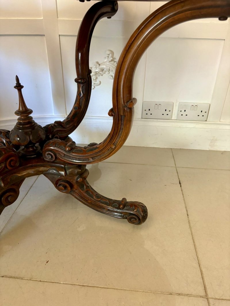 Outstanding Quality Antique Victorian Carved Burr Walnut Centre Table - Image 10